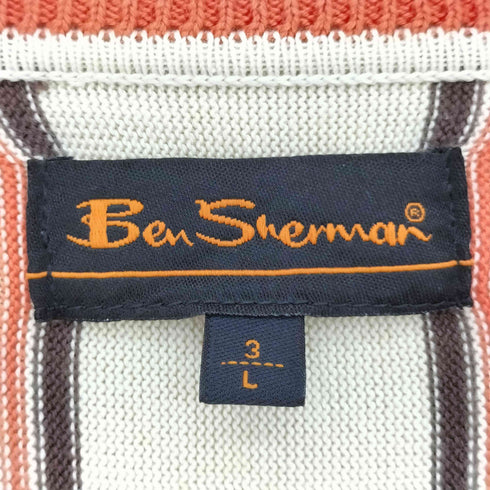 ベンシャーマン Ben Sherman 刺繍 ストライプニットベスト メンズ L