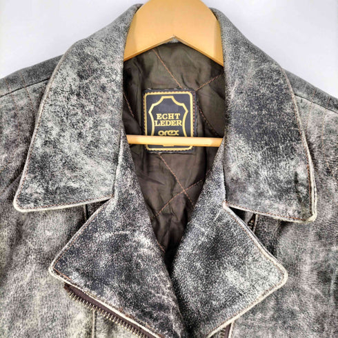 ECHT LEDER orex 裏地キルティング レザー ショルダーステッチ ダブルライダースジャケット メンズ JPN:44