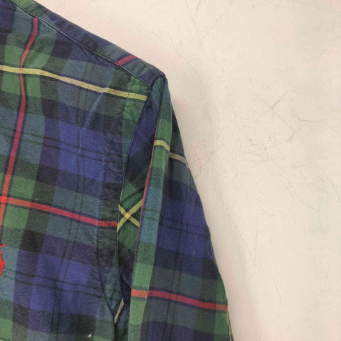 ラルフローレン RALPH LAUREN ポニー刺繍 SLIM FIT チェック柄 長袖 ボタンダウンシャツ レディース XS