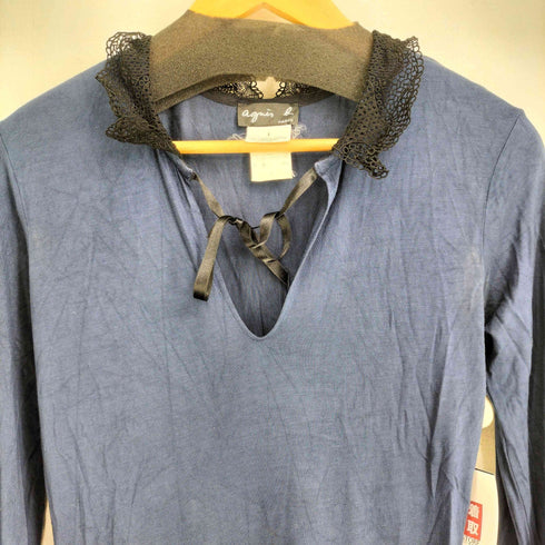 アニエスベー agnes b. PARIS レーヨン混 襟レース ロングワンピース レディース JPN:1