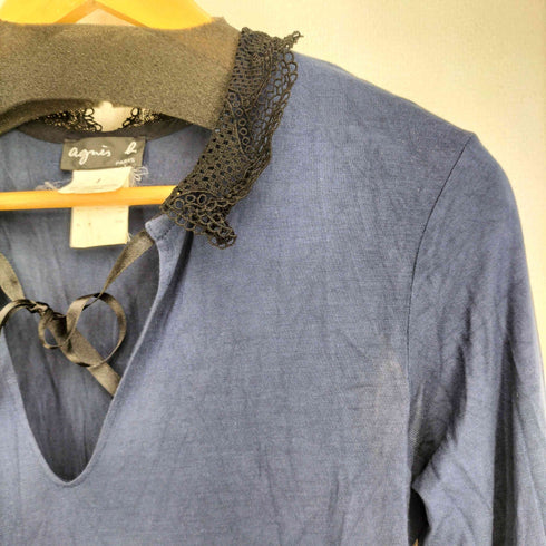 アニエスベー agnes b. PARIS レーヨン混 襟レース ロングワンピース レディース JPN:1