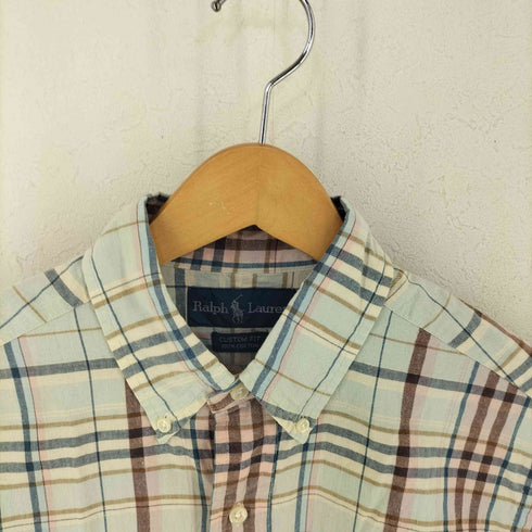 ラルフローレン RALPH LAUREN CUSTOM FIT ボタンダウン チェック半袖シャツ メンズ M