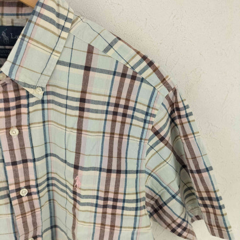 ラルフローレン RALPH LAUREN CUSTOM FIT ボタンダウン チェック半袖シャツ メンズ M