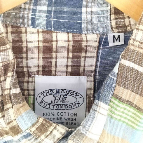 THE BAGGY ボタンダウン パッチワーク チェックシャツ メンズ M