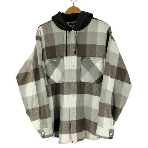 ビームス BEAMS ワイドフィット フード チェック ネルシャツ メンズ import:L