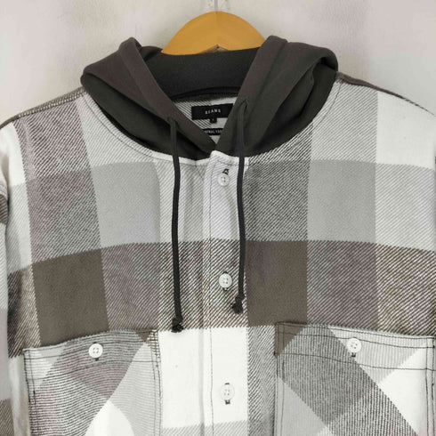 ビームス BEAMS ワイドフィット フード チェック ネルシャツ メンズ import:L
