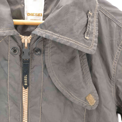 ディーゼル DIESEL 00S OLD 染め 加工 チンスト付き 2Way ダスティ ナイロン フライト ボンバー ジャケット Y2K メンズ import:S