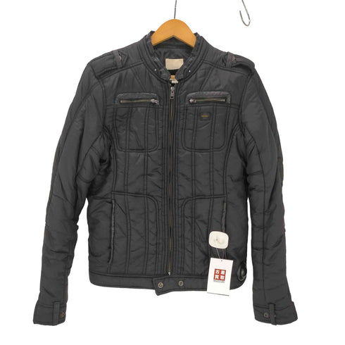 ディーゼル DIESEL 00S OLD ピッグレザー パイピング 袖ジップ ギミック パディング パテント ナイロン キルト ライダース ジャケット ブルゾン Y2K メンズ import:S