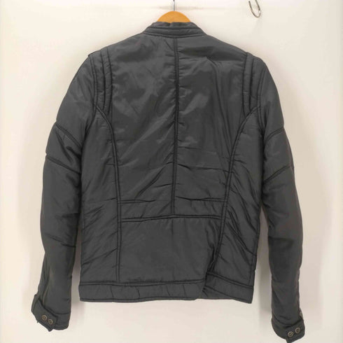 ディーゼル DIESEL 00S OLD ピッグレザー パイピング 袖ジップ ギミック パディング パテント ナイロン キルト ライダース ジャケット ブルゾン Y2K メンズ import:S