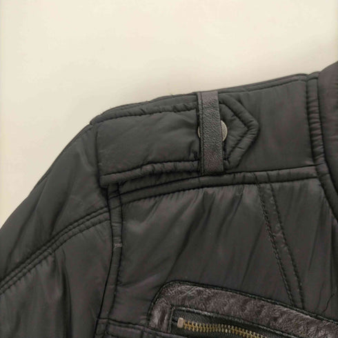 ディーゼル DIESEL 00S OLD ピッグレザー パイピング 袖ジップ ギミック パディング パテント ナイロン キルト ライダース ジャケット ブルゾン Y2K メンズ import:S