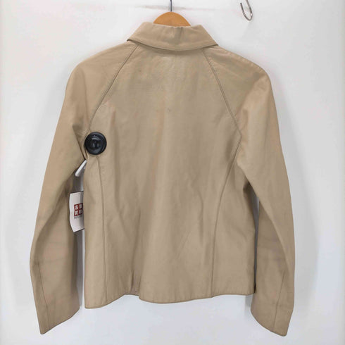 バーバリーブルーレーベル BURBERRY BLUE LABEL Real Lamb Leather Jacket 本革 羊革 リアル ラムレザー スイングトップ ジャケット ブルゾン 比翼 レディース 38