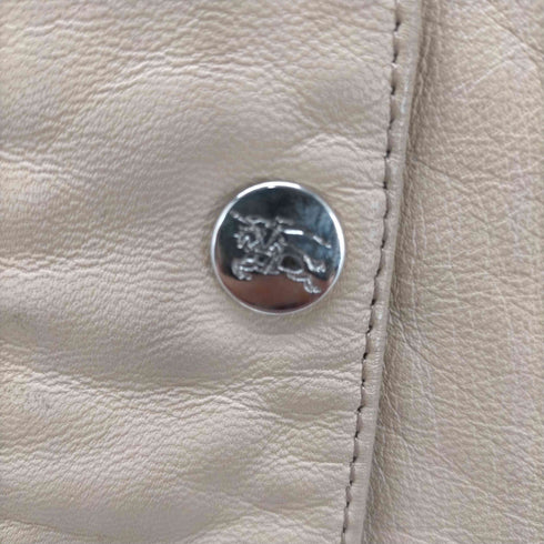 バーバリーブルーレーベル BURBERRY BLUE LABEL Real Lamb Leather Jacket 本革 羊革 リアル ラムレザー スイングトップ ジャケット ブルゾン 比翼 レディース 38