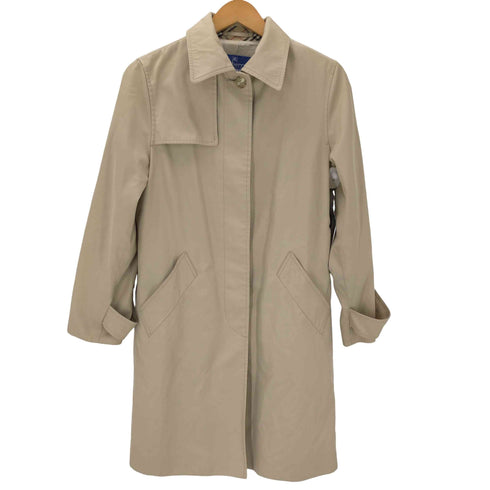 バーバリーブルーレーベル BURBERRY BLUE LABEL Balmacaan Long Coat 襟裏ノバチェック ガンフラップ付き バルマカーン ステンカラー ロング コート レディース 38