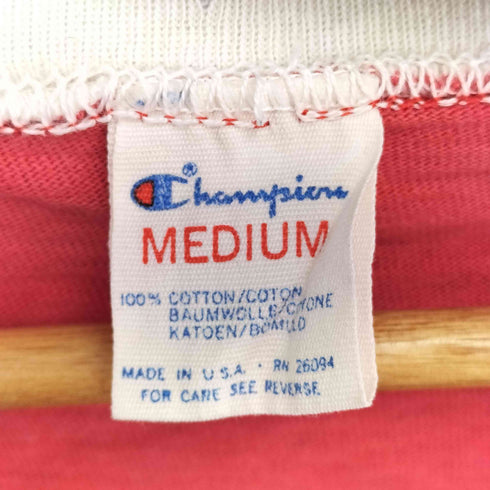 チャンピオン Champion 80S MADE IN USA 白ライン ロゴプリント S/S カットソー メンズ import:M