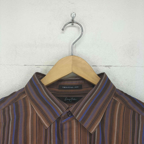 ショーンジョン Sean john ORIGINAL FIT ロゴ刺繍ストライプシャツ メンズ L