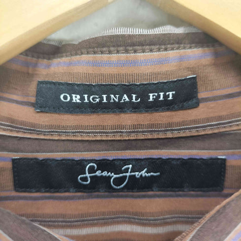 ショーンジョン Sean john ORIGINAL FIT ロゴ刺繍ストライプシャツ メンズ L