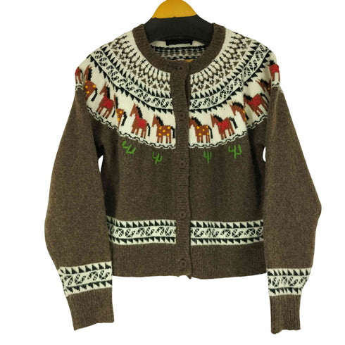 ザラ ZARA 馬柄 ジャガードニットカーディガン レディース import:L