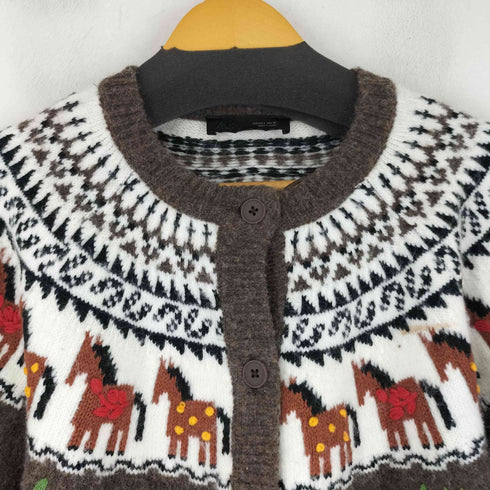 ザラ ZARA 馬柄 ジャガードニットカーディガン レディース import:L