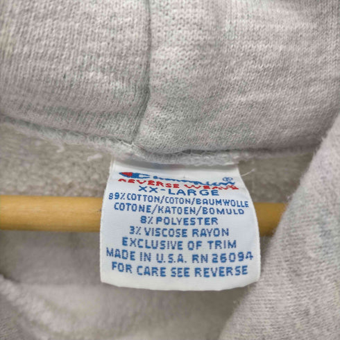 チャンピオン Champion 90S USA製 刺繍タグ ポリ 8% レーヨン 3% REVERSE WEAVE MICHIGAN STATE 2段 プリント プルオーバー パーカー メンズ import:XXL