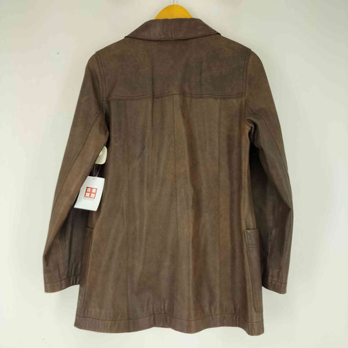 カウレザー ダブルブレストショートコート レディース