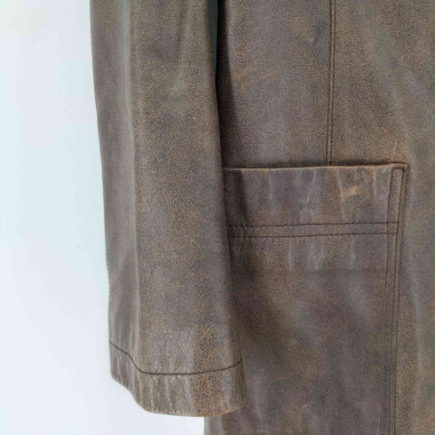 カウレザー ダブルブレストショートコート レディース