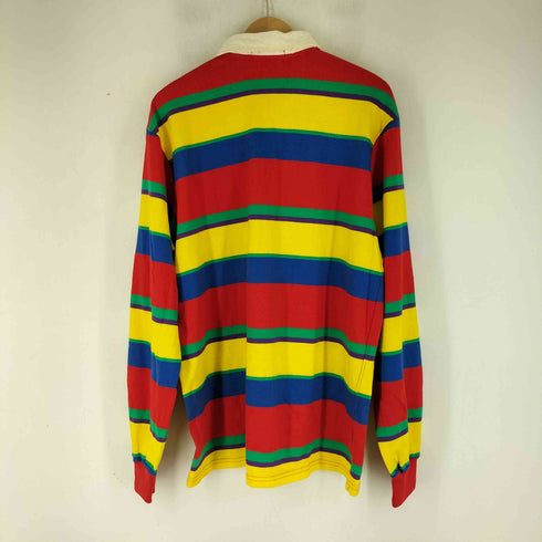 ポロバイラルフローレン Polo by RALPH LAUREN 90S MADE IN USA スモールポニー マルチカラー ボーダー ポロシャツ メンズ import:L