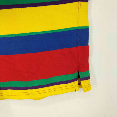 ポロバイラルフローレン Polo by RALPH LAUREN 90S MADE IN USA スモールポニー マルチカラー ボーダー ポロシャツ メンズ import:L