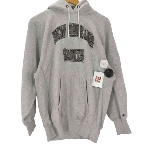 チャンピオン Champion 90S USA製 刺繍タグ アクリル8% レーヨン3% 混紡 REVERSE WEAVE NEW ORLEANS SAINTS 2段 プリント プルオーバー パーカー メンズ import:XL