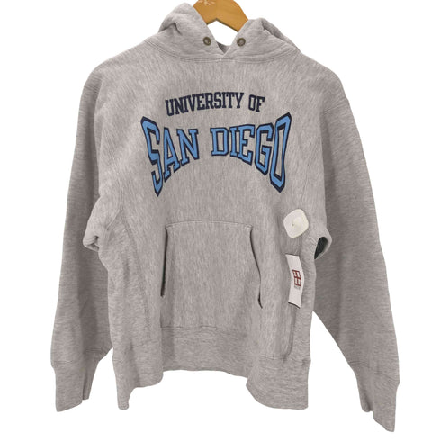 チャンピオン Champion 80S USA製 トリコタグ アクリル8% レーヨン3% 混紡 REVERSE WEAVE UNIVERSITY OF SAN DIEGO 2段 プリント プルオーバー パーカー メンズ import:M