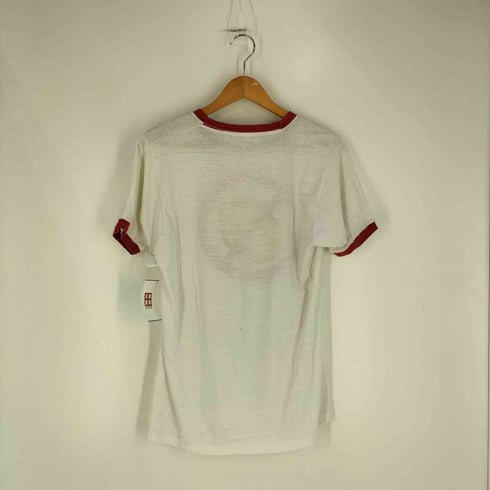 80-90S レモン × ポリコットン シングルステッチ S/S リンガーTシャツ メンズ import:L