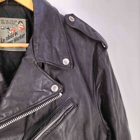 Le shak Power Worker 裏地キルティング 本革 ダブルライダースジャケット メンズ