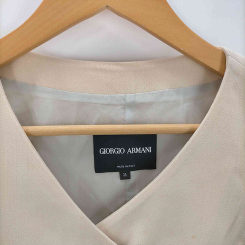 ジョルジオアルマーニ Giorgio Armani 13SS イタリア製 シルク ウール サイドアジャスターベルト ノーカラー ジャケット レディース 36