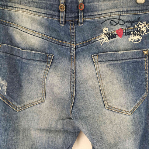 デシグアル Desigual デザインボタン 刺繍デニムパンツ レディース US:28-29