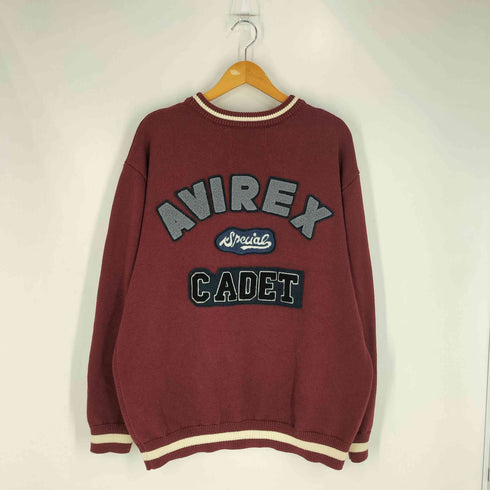 アヴィレックス AVIREX LETTERED CHENILLE PATCH CREW NECK SWEATER/レタード シェニール パッチ クルーネック セーター メンズ import:XL