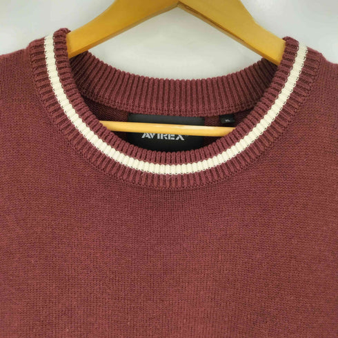 アヴィレックス AVIREX LETTERED CHENILLE PATCH CREW NECK SWEATER/レタード シェニール パッチ クルーネック セーター メンズ import:XL