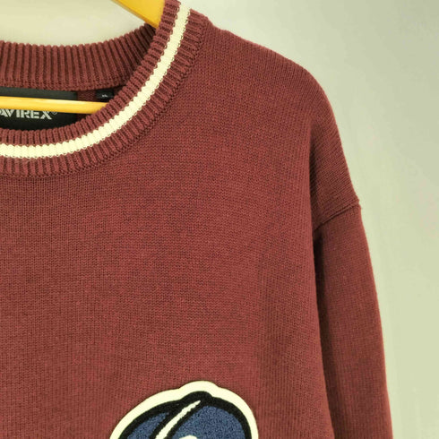 アヴィレックス AVIREX LETTERED CHENILLE PATCH CREW NECK SWEATER/レタード シェニール パッチ クルーネック セーター メンズ import:XL