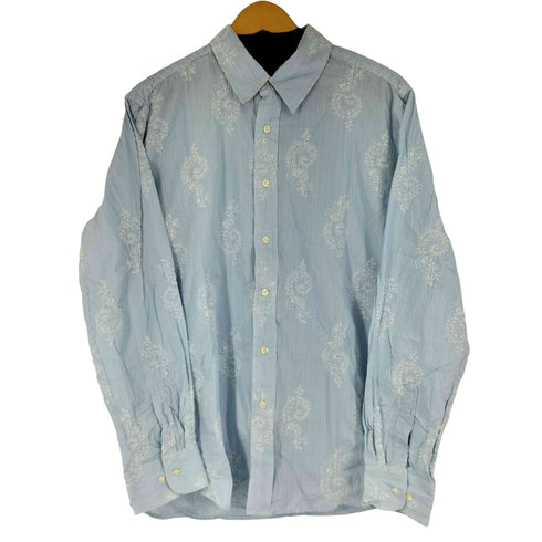 ギャップ Gap 花柄刺繍 ボーダー柄シャツ メンズ import:L