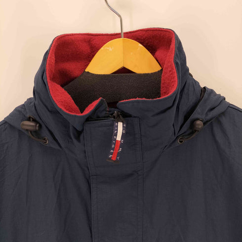 トミーヒルフィガー TOMMY HILFIGER 袖ワッペン刺繍ジップアップマウンテンパーカー フード付き リップストップ メンズ import:L