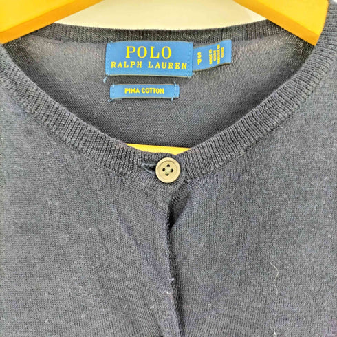 ポロラルフローレン POLO RALPH LAUREN 現行タグ PIMA COTTON スモールポニー刺繍 ノーカラー カーディガン レディース import:S