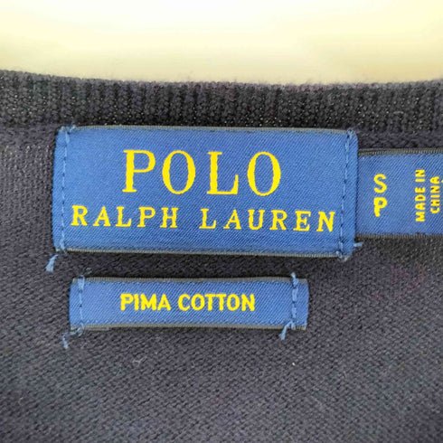 ポロラルフローレン POLO RALPH LAUREN 現行タグ PIMA COTTON スモールポニー刺繍 ノーカラー カーディガン レディース import:S