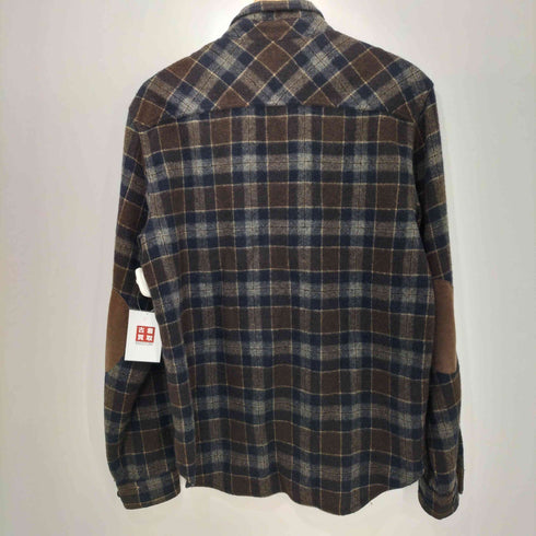 バックチャンネル Back Channel コーデュロイエルボーパッチ チェック柄ウールシャツ メンズ import:L