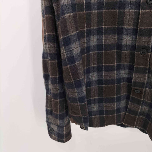 バックチャンネル Back Channel コーデュロイエルボーパッチ チェック柄ウールシャツ メンズ import:L
