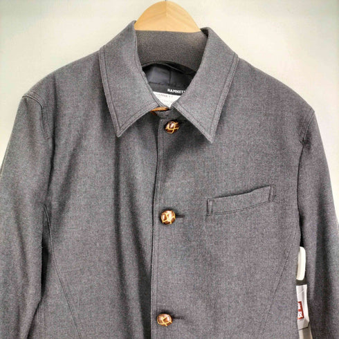 キャサリンハムネットロンドン KATHARINE HAMNETT LONDON チンスト付きくるみボタンショートコートジャケット メンズ import:L