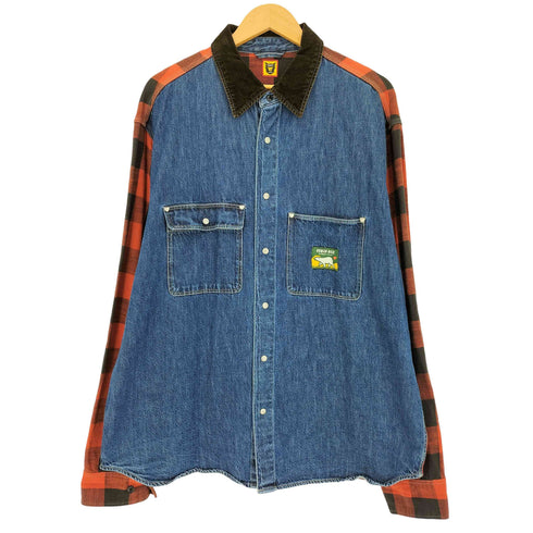 ヒューマンメイド HUMAN MADE 24aw Scout Shirt バッファローチェック デニムパネル スカウトシャツ メンズ JPN:XXL
