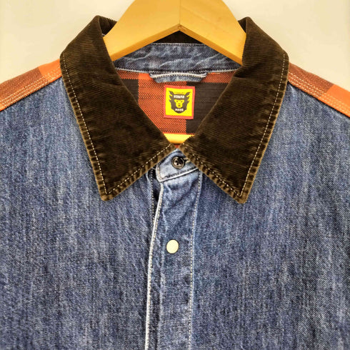 ヒューマンメイド HUMAN MADE 24aw Scout Shirt バッファローチェック デニムパネル スカウトシャツ メンズ JPN:XXL