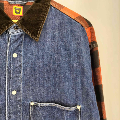 ヒューマンメイド HUMAN MADE 24aw Scout Shirt バッファローチェック デニムパネル スカウトシャツ メンズ JPN:XXL