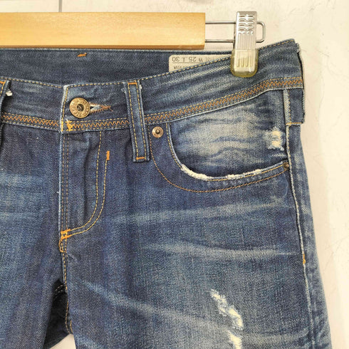 ディーゼル DIESEL イタリア製 革パッチ lowky ジップフライ ストレートデニムパンツ レディース UK:25