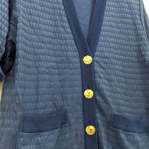 イヴサンローラン Yves Saint Laurent コットン 金ボタン 半袖 カーディガン レディース L