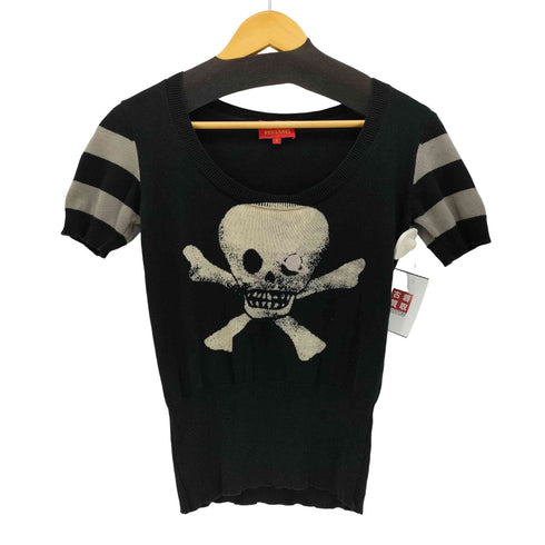 ヴィヴィアンウエストウッドレッドレーベル Vivienne Westwood RED LABEL 90-00S オーブ ロゴ スカル コットン S/S サマーニット Y2K レディース US:0-2