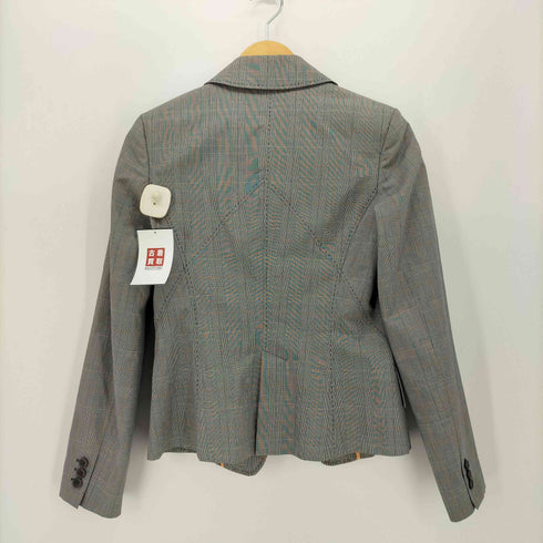 ポールスミスブラックレーベル Paul Smith BLACK LABEL TESSUTI SONDRIO 1B 裏地 マルチカラー チェック テーラード ジャケット レディース FR:42